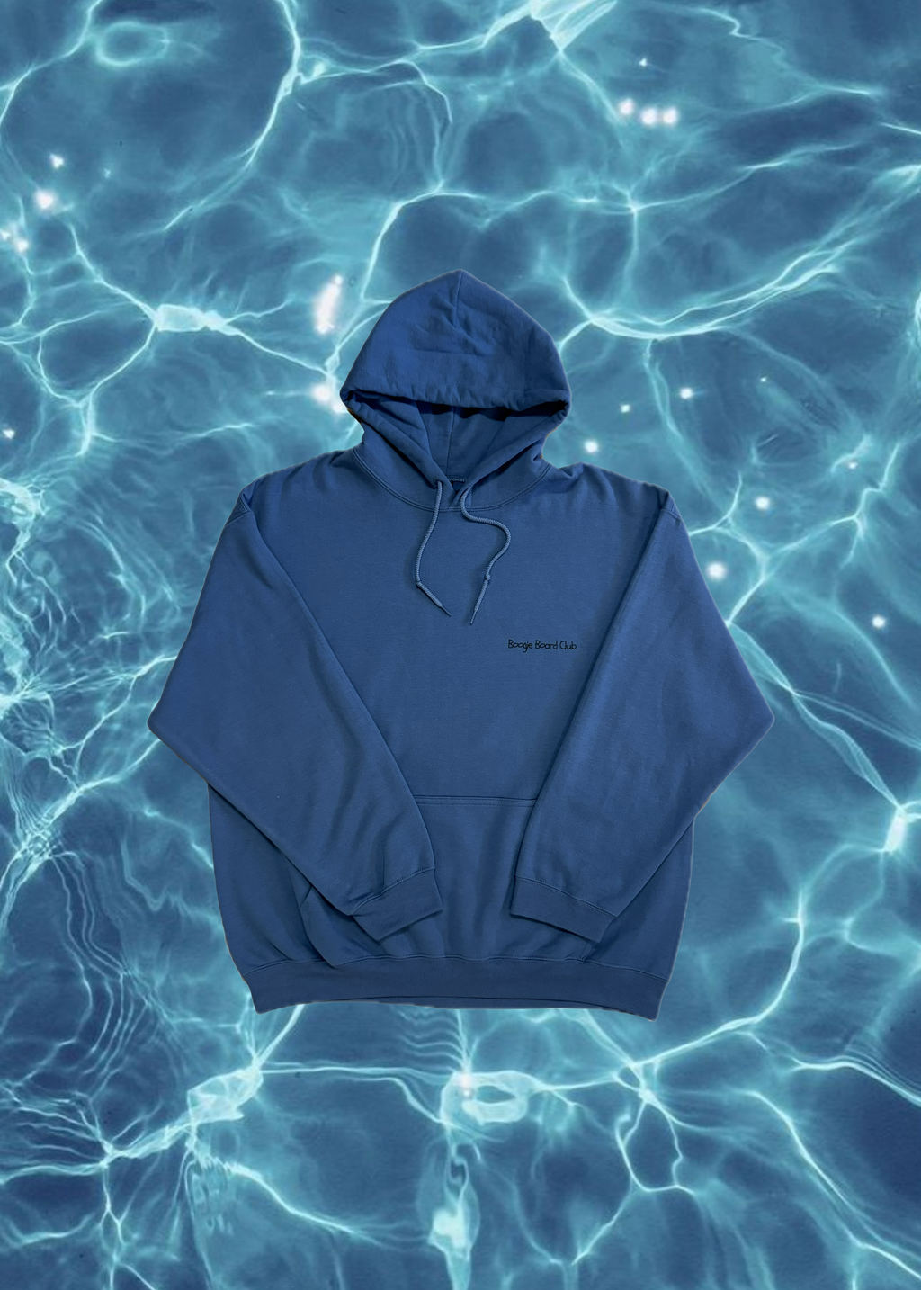 Blue hoodie on a background of rippling water