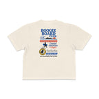 Back view of Coastal Operations Women’s Heavyweight Boxy Tee in Ivory with large multi-badge Coastal Operations graphic