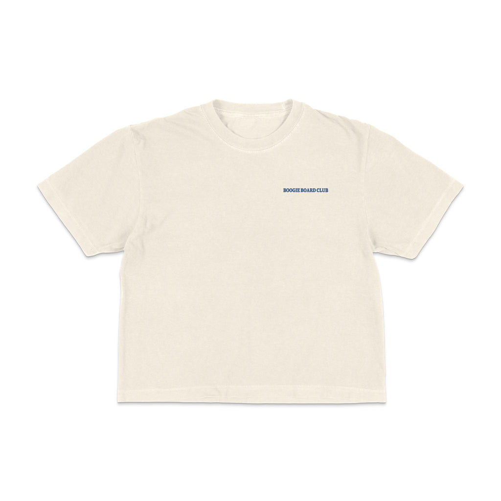 Front view of Coastal Operations Women’s Heavyweight Boxy Tee in Ivory with minimal Coastal Operations front mark
