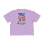 Back view of Coastal Operations Women’s Heavyweight Boxy Tee in Orchid with large multi-badge Coastal Operations graphic