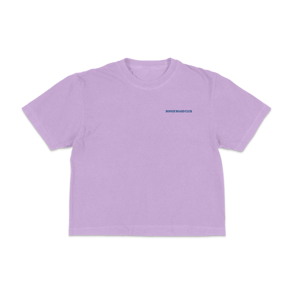 Front view of Coastal Operations Women’s Heavyweight Boxy Tee in Orchid with minimal Coastal Operations front mark