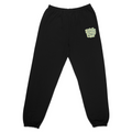 Front view of Wavy Boogie Sweatpants - Sunfade in Black with Sunfade green Wavy Boogie logo on the left leg