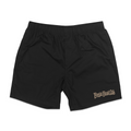 Leopard Shark Beach Shorts in Black by Boogie Board Club, front view