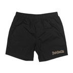 Leopard Shark Beach Shorts in Black by Boogie Board Club, front view