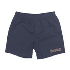 Leopard Shark Beach Shorts in Petrol Blue by Boogie Board Club, front view